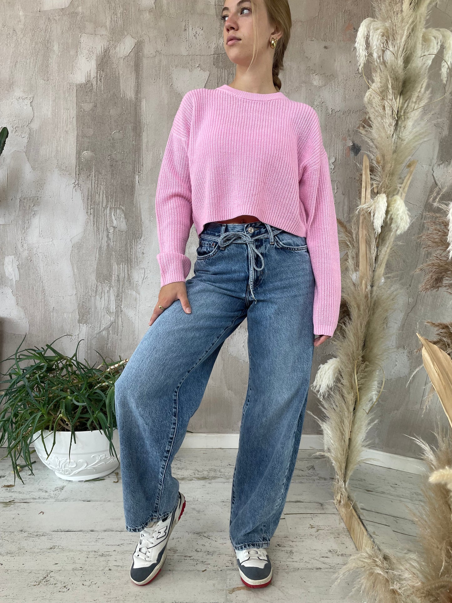 Maglioncino crop rosa bubble Only