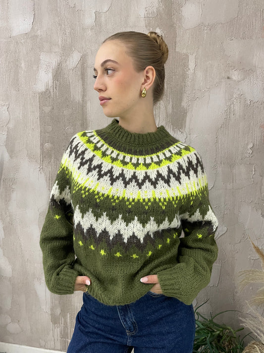 Pullover fantasia tirolese JDY verde