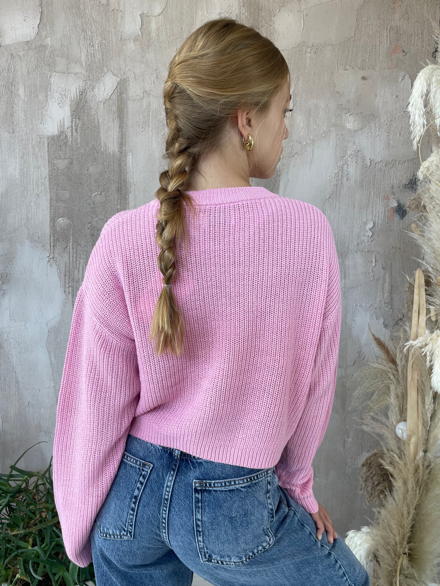 Maglioncino crop rosa bubble Only