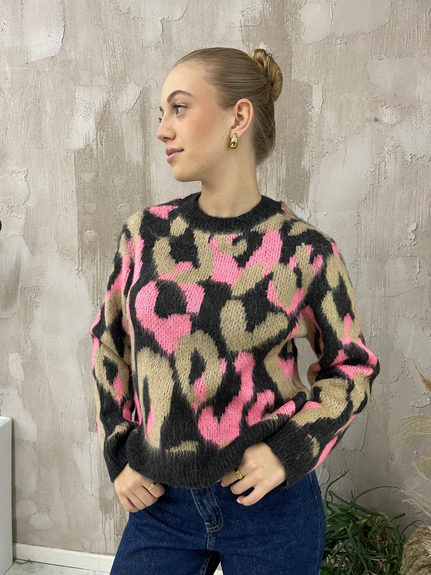 Pullover animalier fucsia Only