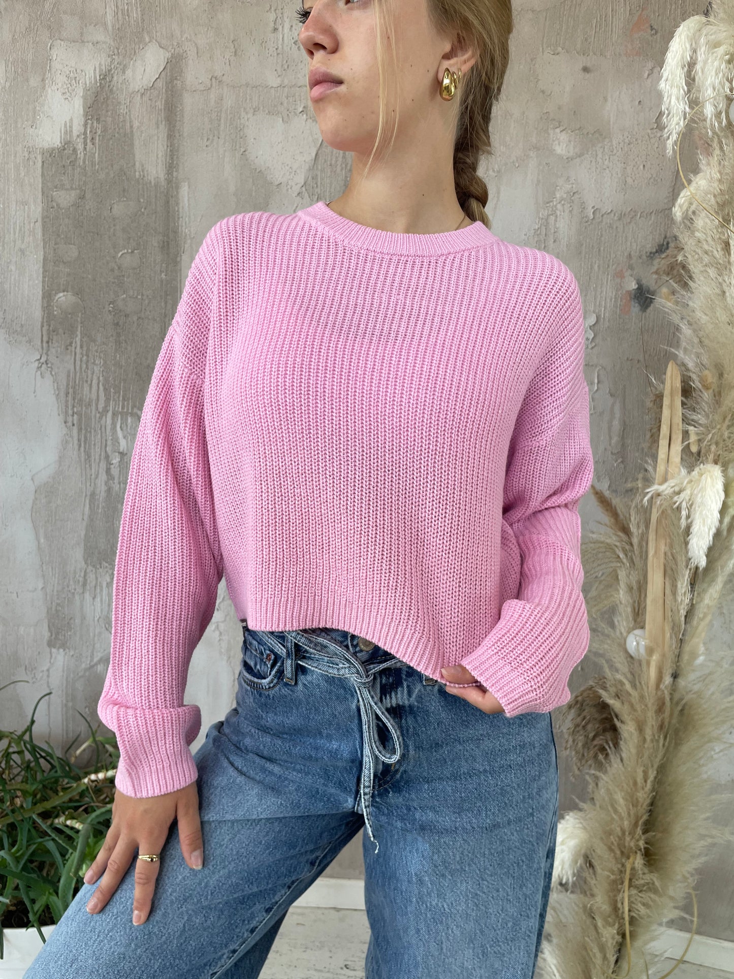 Maglioncino crop rosa bubble Only