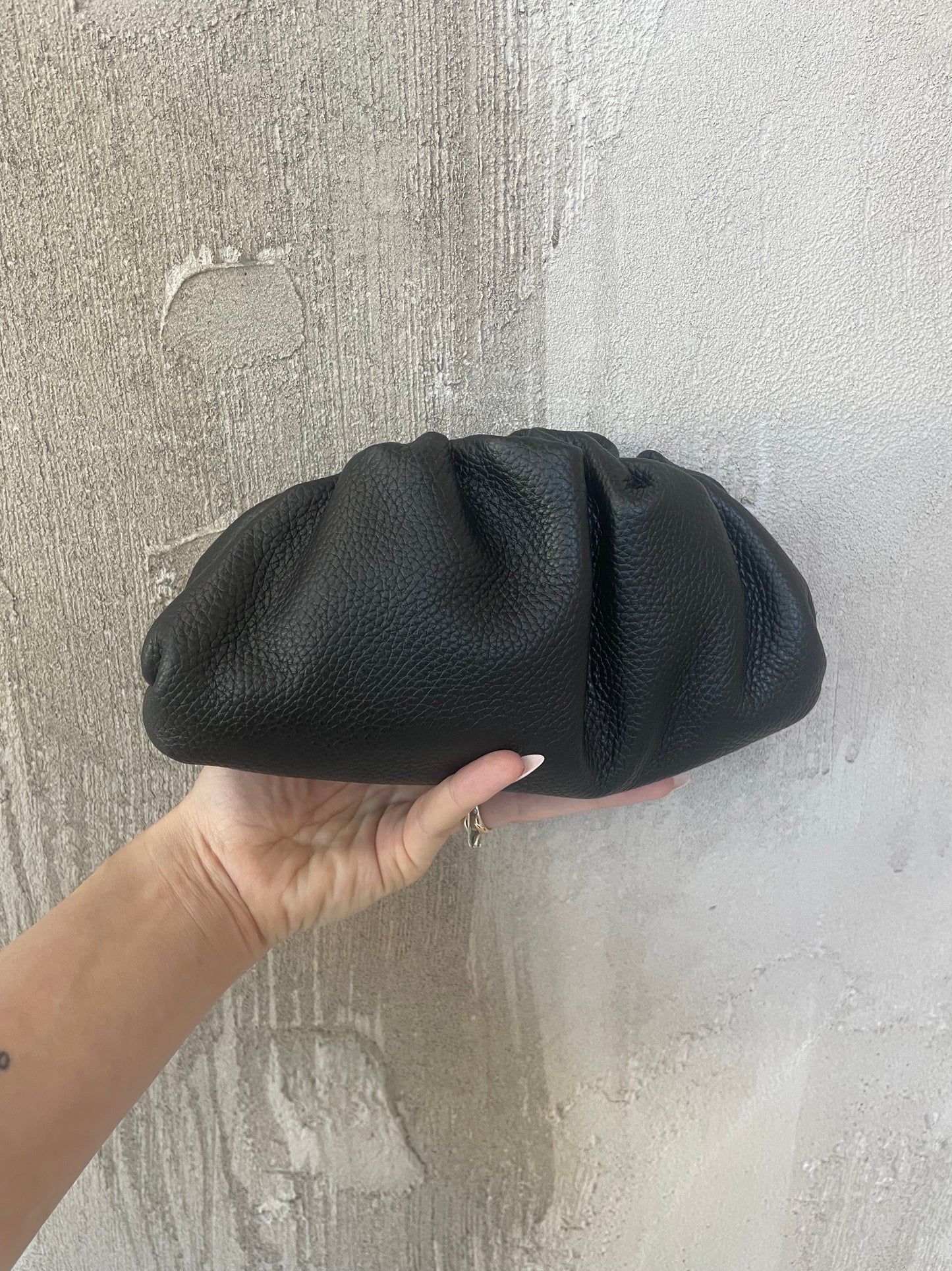 Borsa clutch vera pelle nera