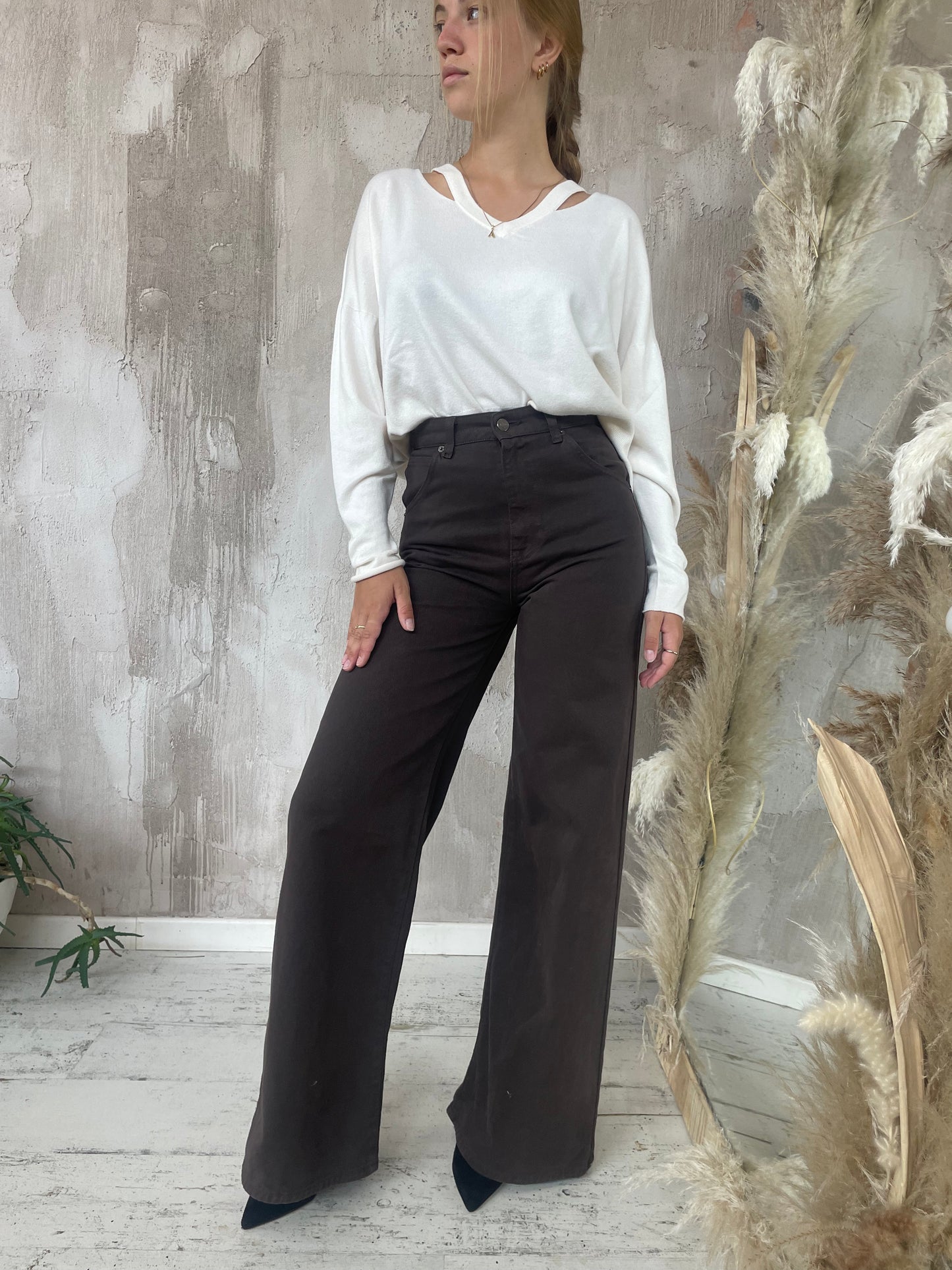 Jeans "Lexie" marrone wide leg fit Vicolo