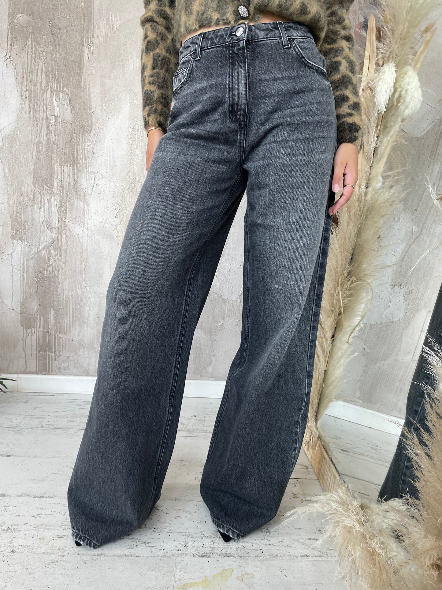 Jeans "Lexie" grigio wide leg fit Vicolo