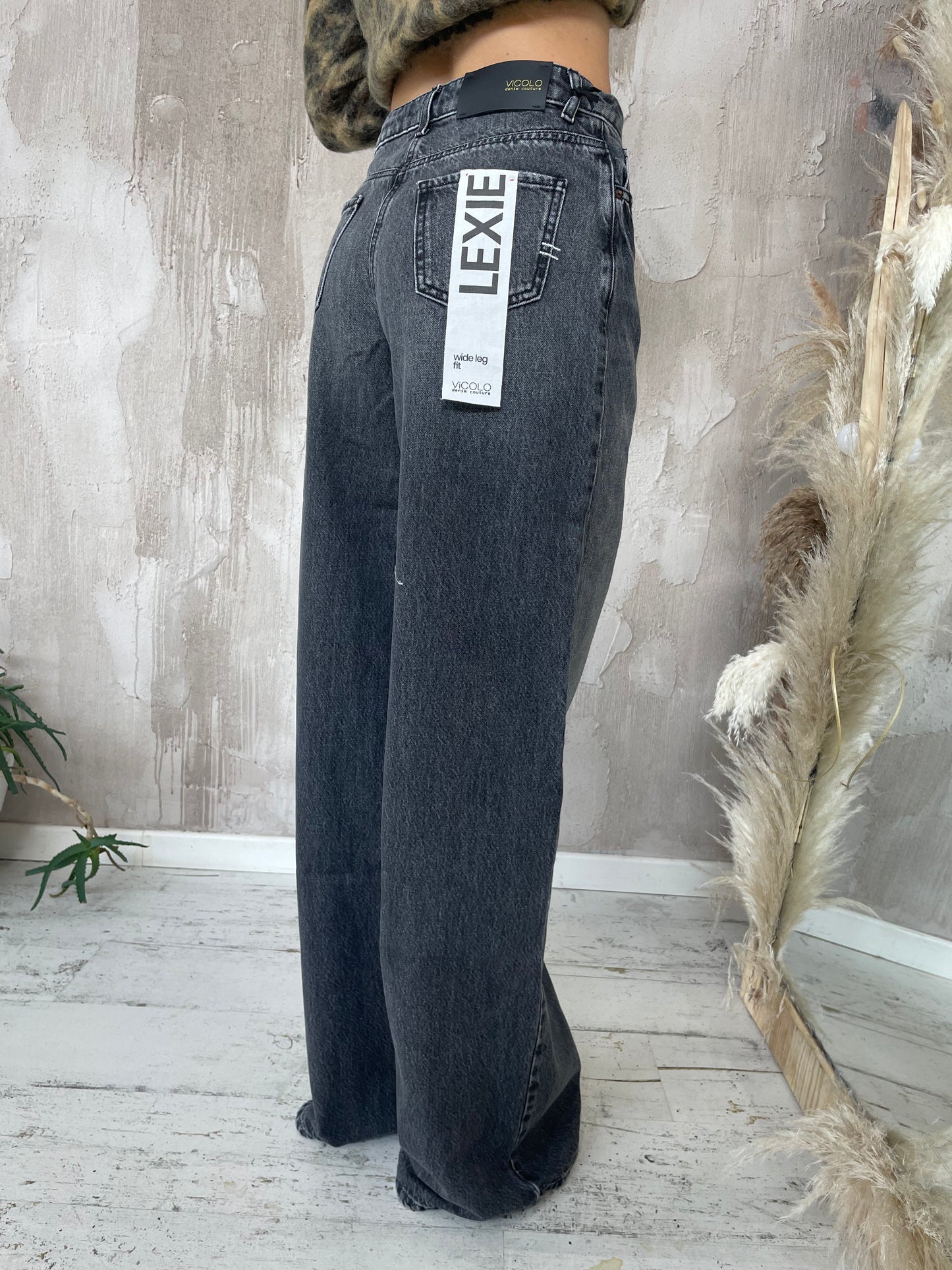 Jeans "Lexie" grigio wide leg fit Vicolo