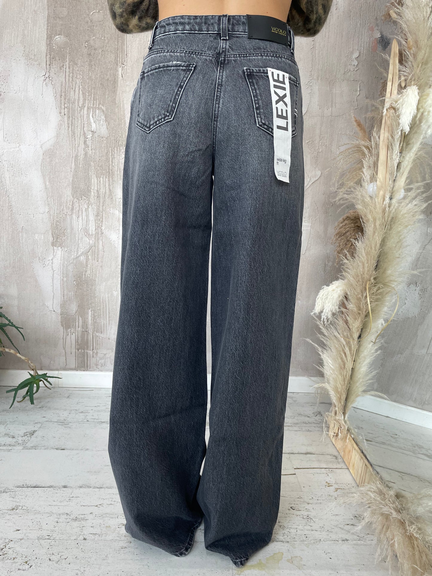 Jeans "Lexie" grigio wide leg fit Vicolo