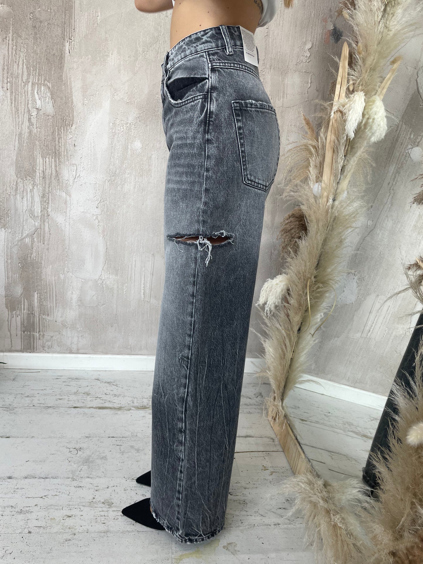 Jeans "Poppy" lavaggio scuro con rotture