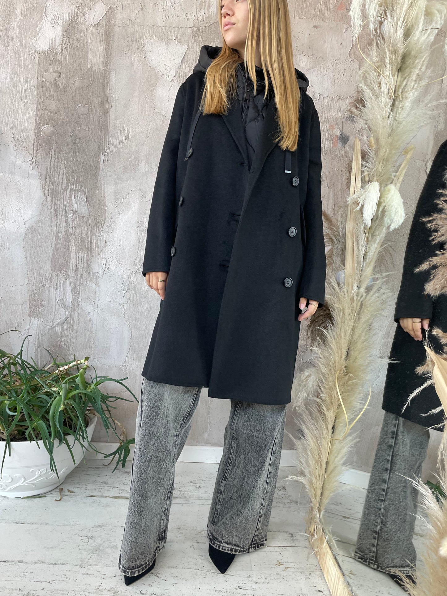 Cappotto nero con gilet Vicolo