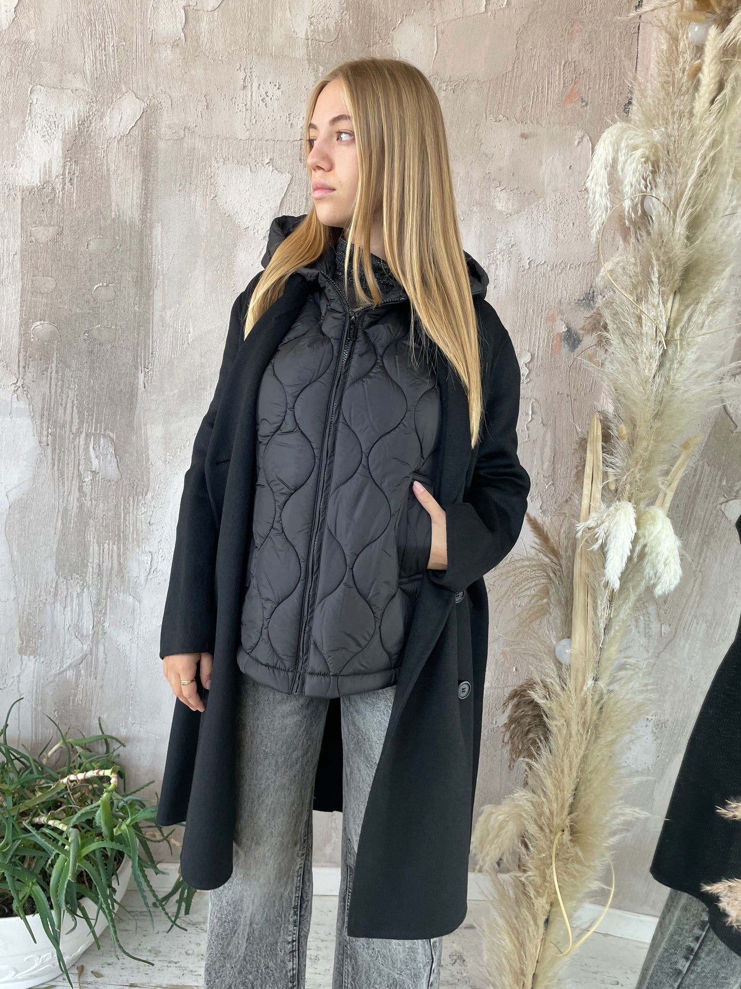 Cappotto nero con gilet Vicolo